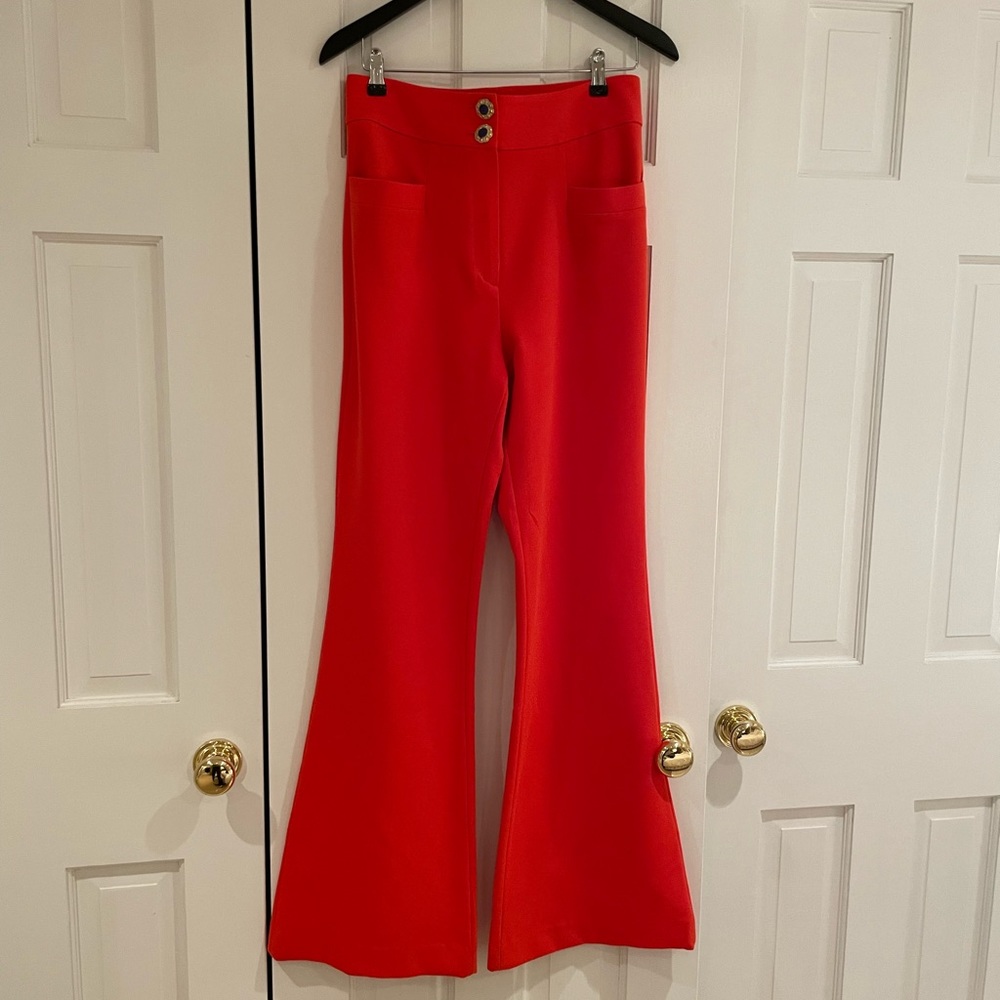 Uterque orange flare high waste pants